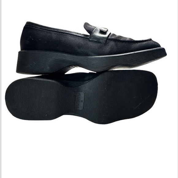 Gucci Low (1-1.9 in) Heel Height with Vintage Heels for  GUCCI Women\'s Loafers Logo Plate Black 7.5B